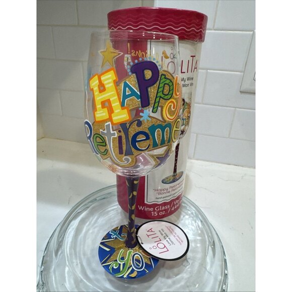 Lolita "Happy Retirement" Wine Glass Hand Painted 15oz “Bonnie Retraite” - Picture 3 of 16